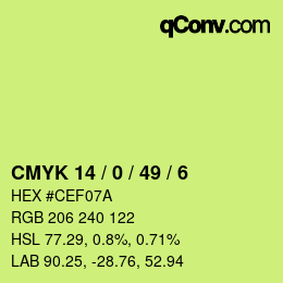 Color code: CMYK 14 / 0 / 49 / 6 | qconv.com