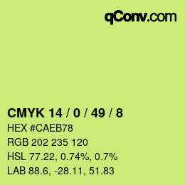 カラーコード: CMYK 14 / 0 / 49 / 8 | qconv.com