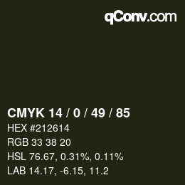Color code: CMYK 14 / 0 / 49 / 85 | qconv.com