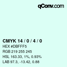 カラーコード: CMYK 14 / 0 / 4 / 0 | qconv.com