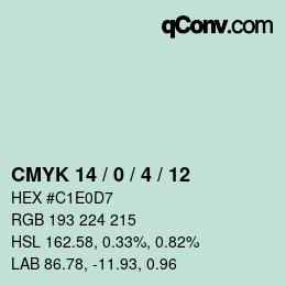 Color code: CMYK 14 / 0 / 4 / 12 | qconv.com