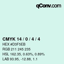 カラーコード: CMYK 14 / 0 / 4 / 4 | qconv.com