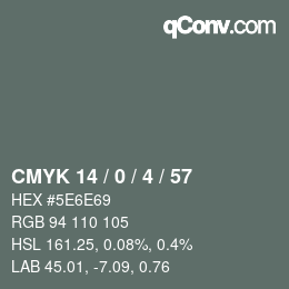 カラーコード: CMYK 14 / 0 / 4 / 57 | qconv.com