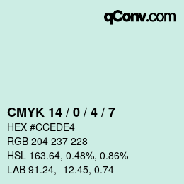 Color code: CMYK 14 / 0 / 4 / 7 | qconv.com