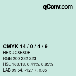 颜色代码: CMYK 14 / 0 / 4 / 9 | qconv.com