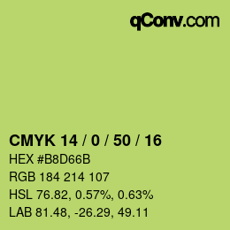 颜色代码: CMYK 14 / 0 / 50 / 16 | qconv.com