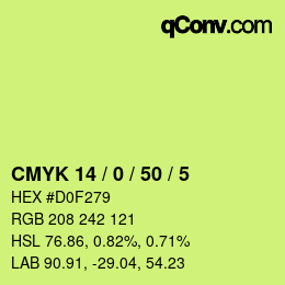 颜色代码: CMYK 14 / 0 / 50 / 5 | qconv.com