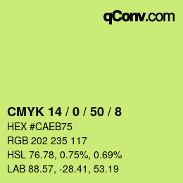 颜色代码: CMYK 14 / 0 / 50 / 8 | qconv.com