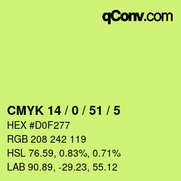 カラーコード: CMYK 14 / 0 / 51 / 5 | qconv.com