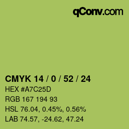 Color code: CMYK 14 / 0 / 52 / 24 | qconv.com