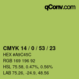 カラーコード: CMYK 14 / 0 / 53 / 23 | qconv.com
