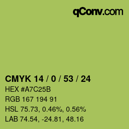 Color code: CMYK 14 / 0 / 53 / 24 | qconv.com
