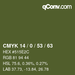 Color code: CMYK 14 / 0 / 53 / 63 | qconv.com