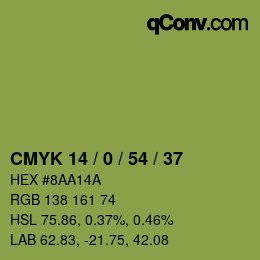 カラーコード: CMYK 14 / 0 / 54 / 37 | qconv.com