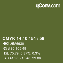 Color code: CMYK 14 / 0 / 54 / 59 | qconv.com