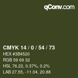 Farbcode: CMYK 14 / 0 / 54 / 73 | qconv.com