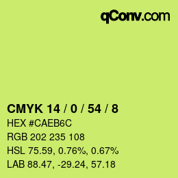 カラーコード: CMYK 14 / 0 / 54 / 8 | qconv.com