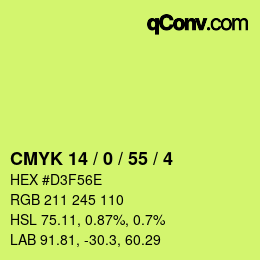 カラーコード: CMYK 14 / 0 / 55 / 4 | qconv.com