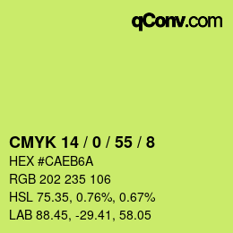 カラーコード: CMYK 14 / 0 / 55 / 8 | qconv.com