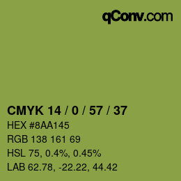 Color code: CMYK 14 / 0 / 57 / 37 | qconv.com