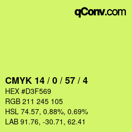 Color code: CMYK 14 / 0 / 57 / 4 | qconv.com