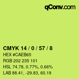 カラーコード: CMYK 14 / 0 / 57 / 8 | qconv.com