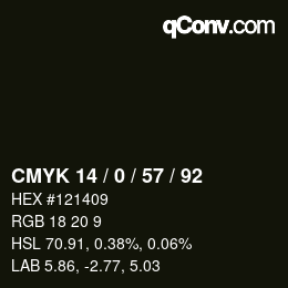 Color code: CMYK 14 / 0 / 57 / 92 | qconv.com