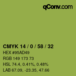 Farbcode: CMYK 14 / 0 / 58 / 32 | qconv.com