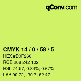 颜色代码: CMYK 14 / 0 / 58 / 5 | qconv.com