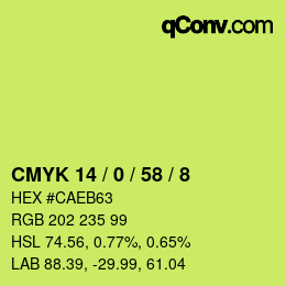 カラーコード: CMYK 14 / 0 / 58 / 8 | qconv.com