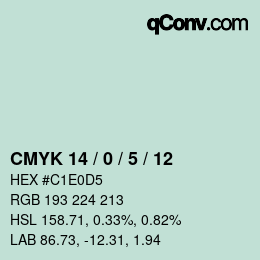 颜色代码: CMYK 14 / 0 / 5 / 12 | qconv.com
