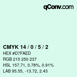 颜色代码: CMYK 14 / 0 / 5 / 2 | qconv.com