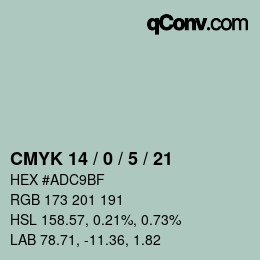 Color code: CMYK 14 / 0 / 5 / 21 | qconv.com