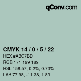 カラーコード: CMYK 14 / 0 / 5 / 22 | qconv.com