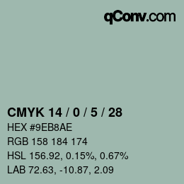 Color code: CMYK 14 / 0 / 5 / 28 | qconv.com