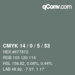 Color code: CMYK 14 / 0 / 5 / 53 | qconv.com