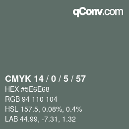 Color code: CMYK 14 / 0 / 5 / 57 | qconv.com