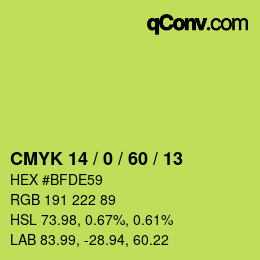 颜色代码: CMYK 14 / 0 / 60 / 13 | qconv.com
