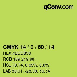 カラーコード: CMYK 14 / 0 / 60 / 14 | qconv.com