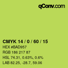 Color code: CMYK 14 / 0 / 60 / 15 | qconv.com
