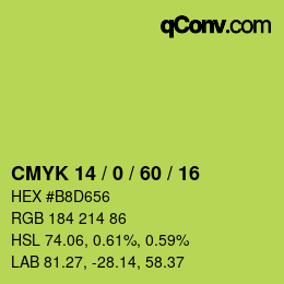 Color code: CMYK 14 / 0 / 60 / 16 | qconv.com