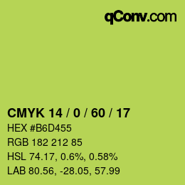 Color code: CMYK 14 / 0 / 60 / 17 | qconv.com