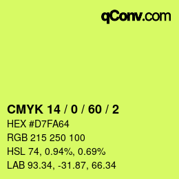 Color code: CMYK 14 / 0 / 60 / 2 | qconv.com