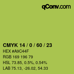 Color code: CMYK 14 / 0 / 60 / 23 | qconv.com