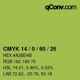 Color code: CMYK 14 / 0 / 60 / 26 | qconv.com