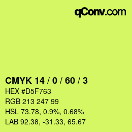 Color code: CMYK 14 / 0 / 60 / 3 | qconv.com
