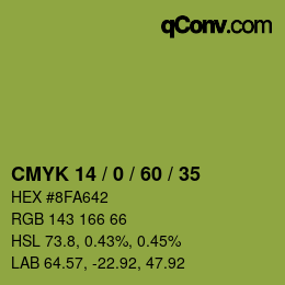 Color code: CMYK 14 / 0 / 60 / 35 | qconv.com