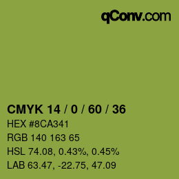 Color code: CMYK 14 / 0 / 60 / 36 | qconv.com