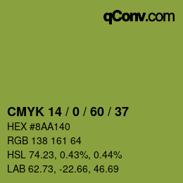 颜色代码: CMYK 14 / 0 / 60 / 37 | qconv.com