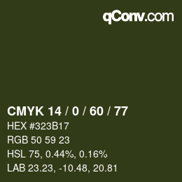 颜色代码: CMYK 14 / 0 / 60 / 77 | qconv.com